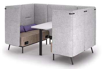 Upholstered meeting alcove office-pod sofas with table for private talks Around Lab