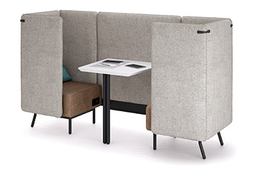 Alcove office pod sofas with peninsula table for open space shops, salons and stores furniture Around Lab LT