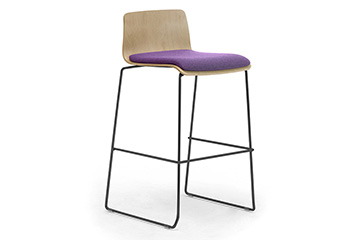 Wooden stools with footrest and padded seat for bar and kitchen Zerosedici wood
