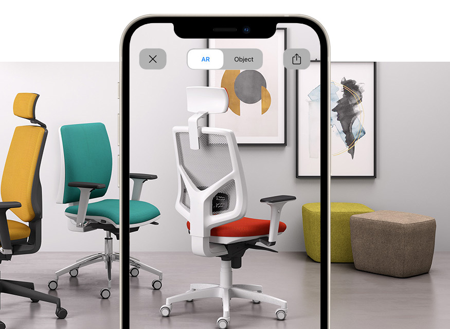 sedia da ufficio in rete bianca dal design e stile minimal con la realta' aumentata Active-W Re