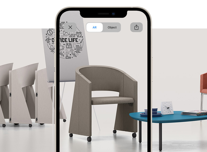 Tub armchair for conference, training and seminars with augmented reality Reef