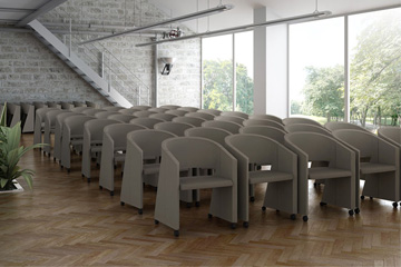 conference tub armchair with castors for polyvalent conference rooms