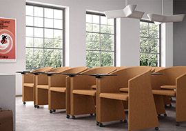 Conference, convention and meeting room armchair with tip-up writing tablet Reef