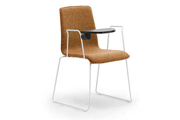 Armchairs with writing tablet for meeting areas and hotel contract furniture Zerosedici sled base