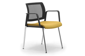 Stacking dining chairs with armrests and mesh backrest Wiki Re 4g