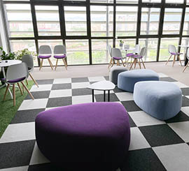 Colourful pouf with unique design for open- space office and waiting room