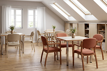 Sedie in legno per casa di riposo, hospice, hotel, albergo
