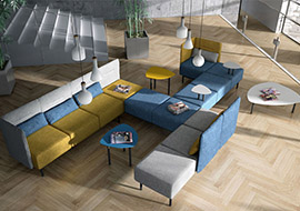 Modular sofa for lobby, entrance and waiting room in modern design with USB Around socket