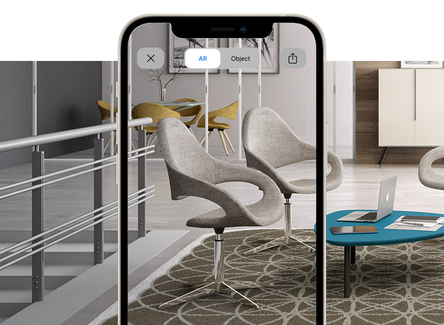 Enveloping design lounge chair with high back with augmented reality Samba Plus