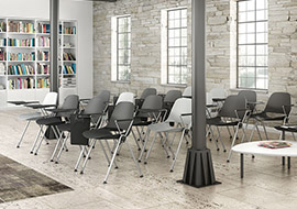 One-piece chair with folding lectern for courses and conferences Cosmo