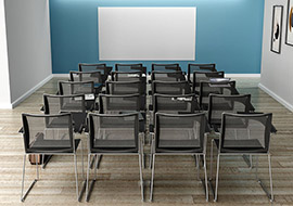 spaced mesh chairs for courses and training with i-Like RE flap