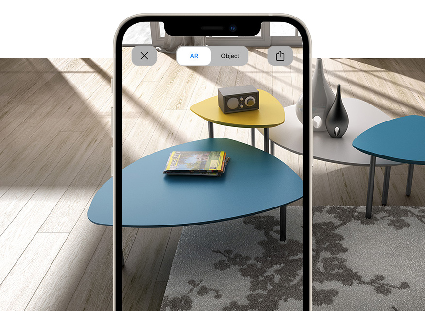 Coffee tables for lounges and modern design waiting area with augmented reality EOS