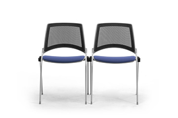 Modern design conference hall linking chairs with mesh on back and upholstered seat Key Ok