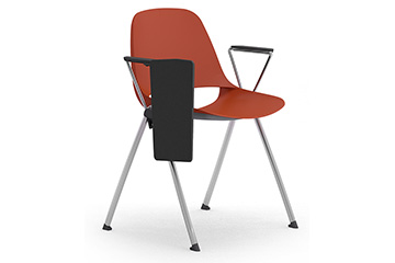 Plastic monocoque stacking chairs with tip-up writing tablet Cosmo